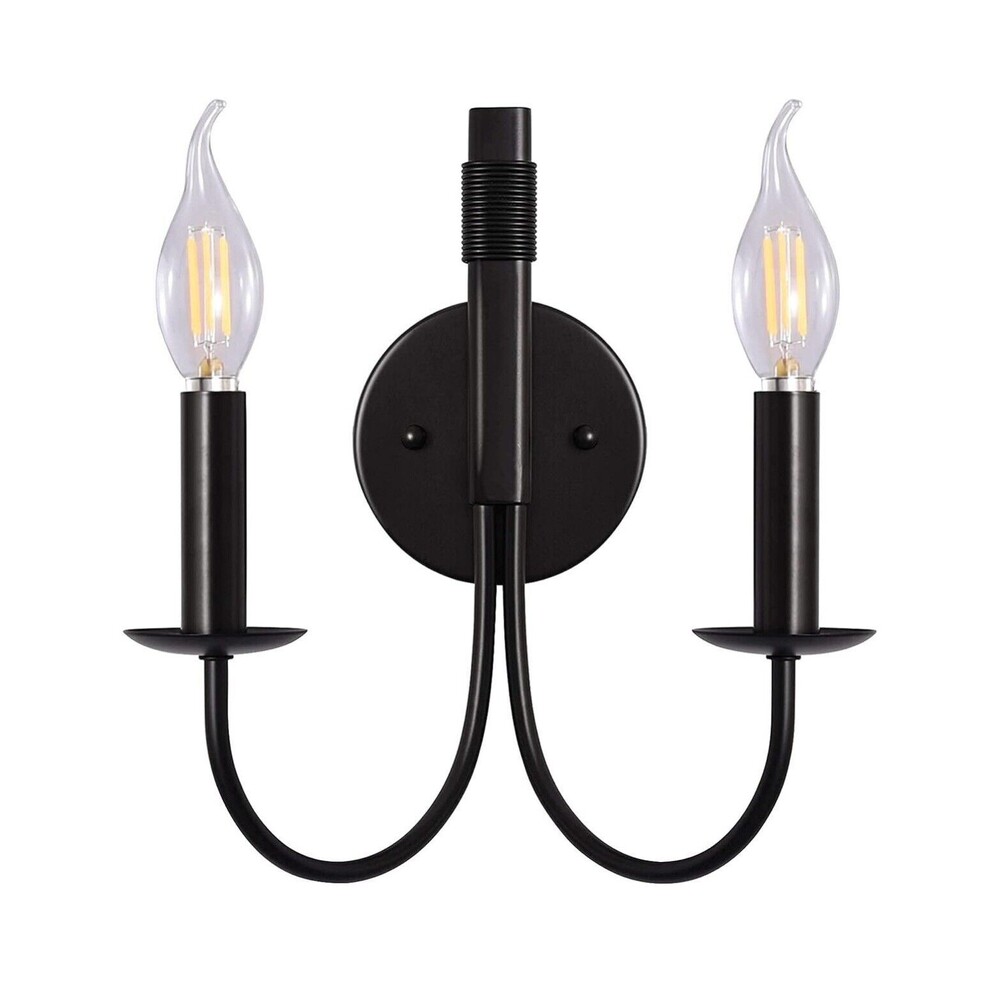 2 Lights Bedroom Lighting Fixture Wall‎ Mount Sconce Lamp Hallway Black